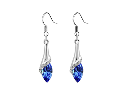 Silver Plated CZ Studded Gemstone Dangle Earring